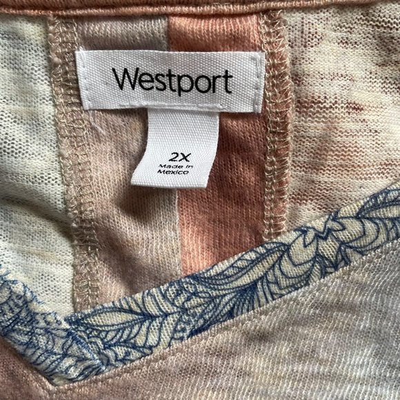 Westport Womens Embellished Top Cruise Ware Blouse Plus Size 2X Blue Pink u - Picture 7 of 7